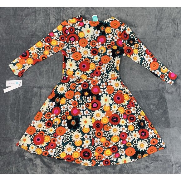 Maggy London Nikola 3/4 Sleeve Knit Dress Size 8 Floral 70's NWT - Picture 2 of 11